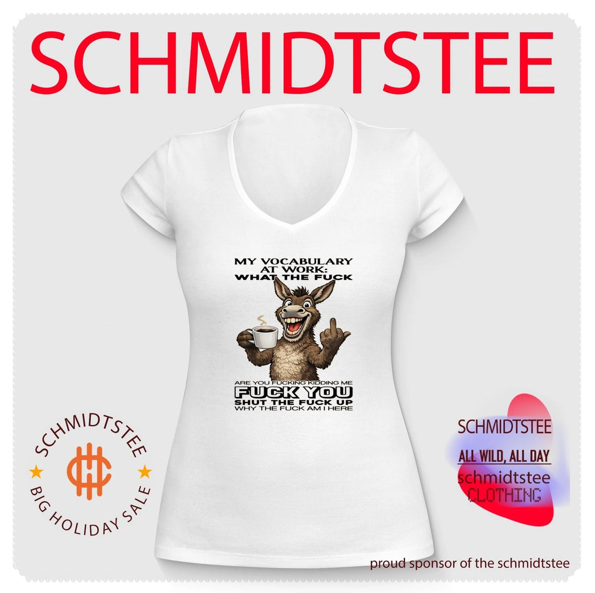 My Vocabulary at Work – Funny Donkey Coffee and Middle Finger shirt Unisex