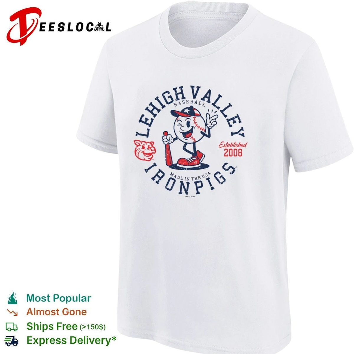 Lehigh Valley IronPigs Baseball All American Ball Est 2008 Unisex
