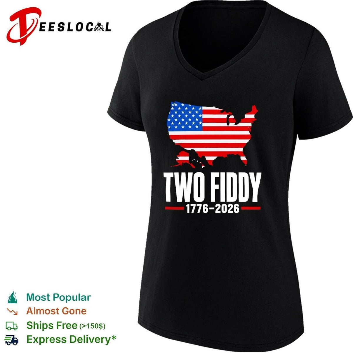 Two Fiddy 1776-2026 United States Map American Flag Unisex