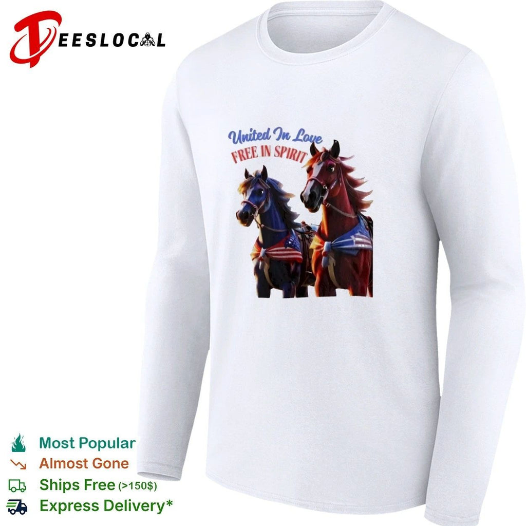 United in Love Free in Spirit Horses patriotic Unisex