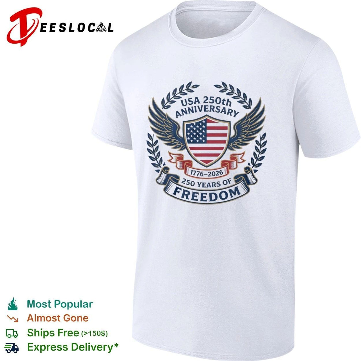 USA 250th Anniversary 1776-2026 250 Years of Freedom Unisex