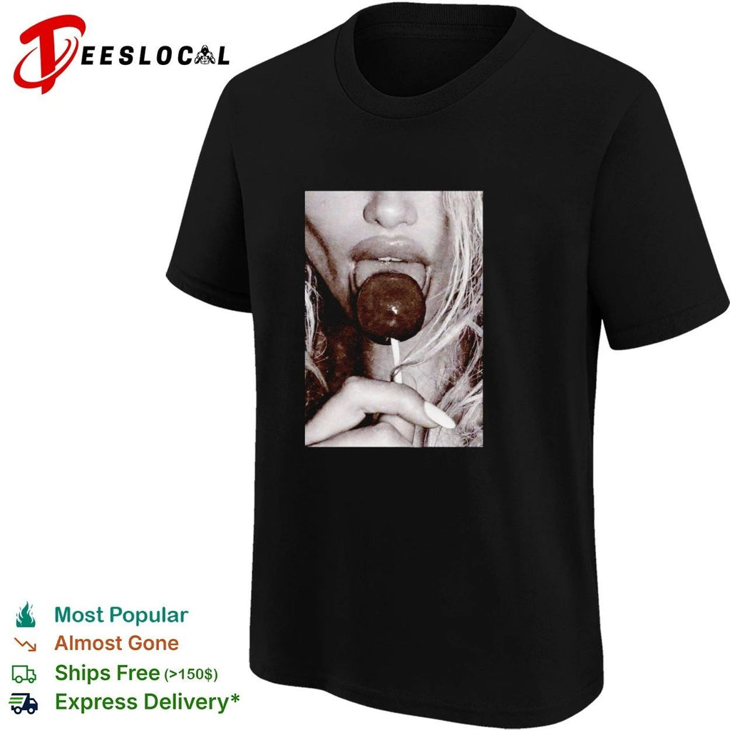 Woman Licking Lollipop black and white Unisex