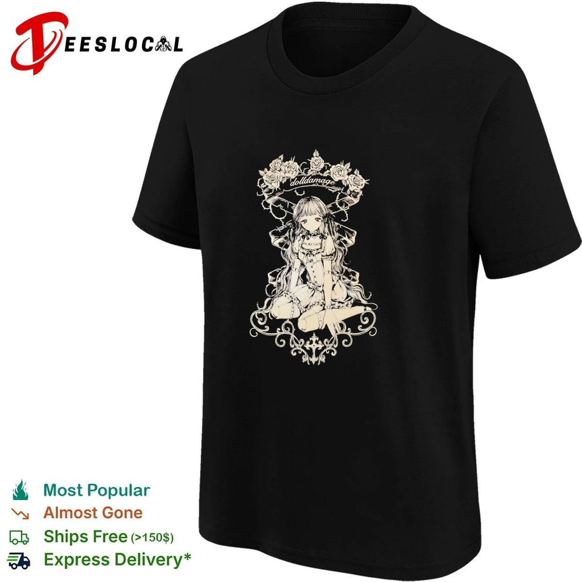 Dolldamage Gothic Lolita Doll with Roses Unisex
