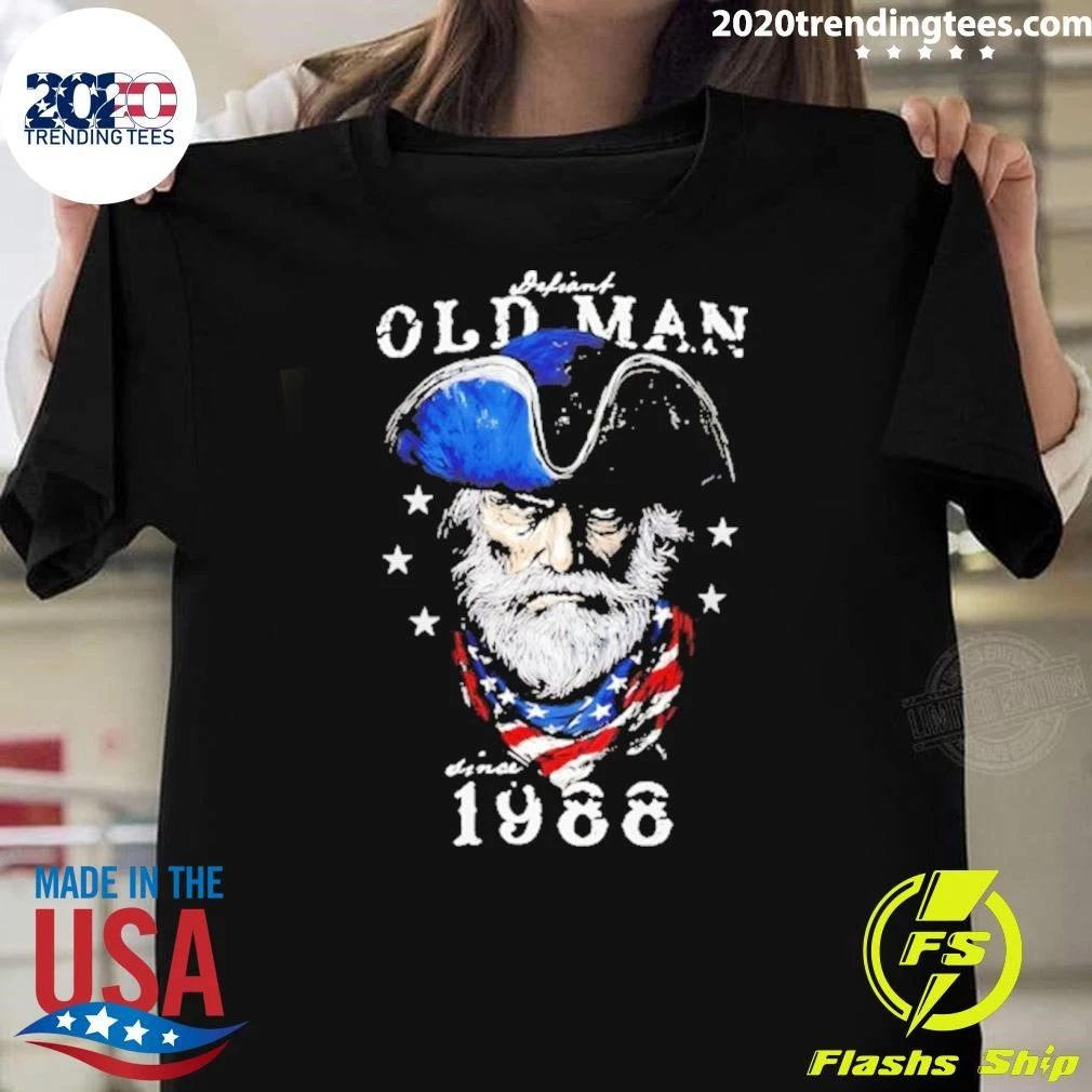 Defiant Old Man Since 1988 Birthday Patriotic Shirt