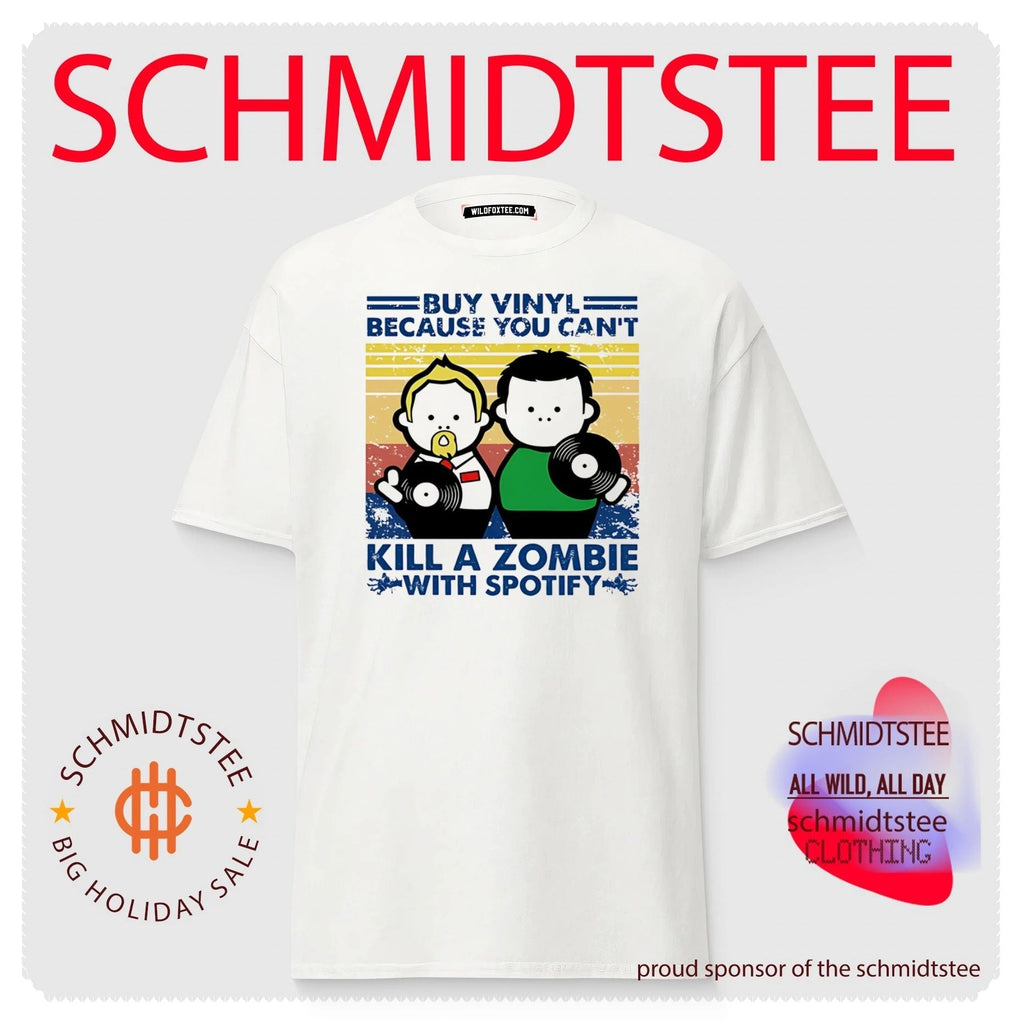 Buy Vinyl Because You Can’t Kill A Zombie With Spotify shirt Unisex