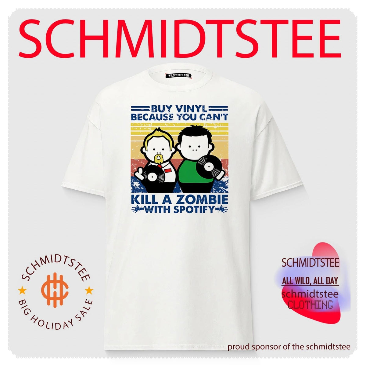 Buy Vinyl Because You Can’t Kill A Zombie With Spotify shirt Unisex