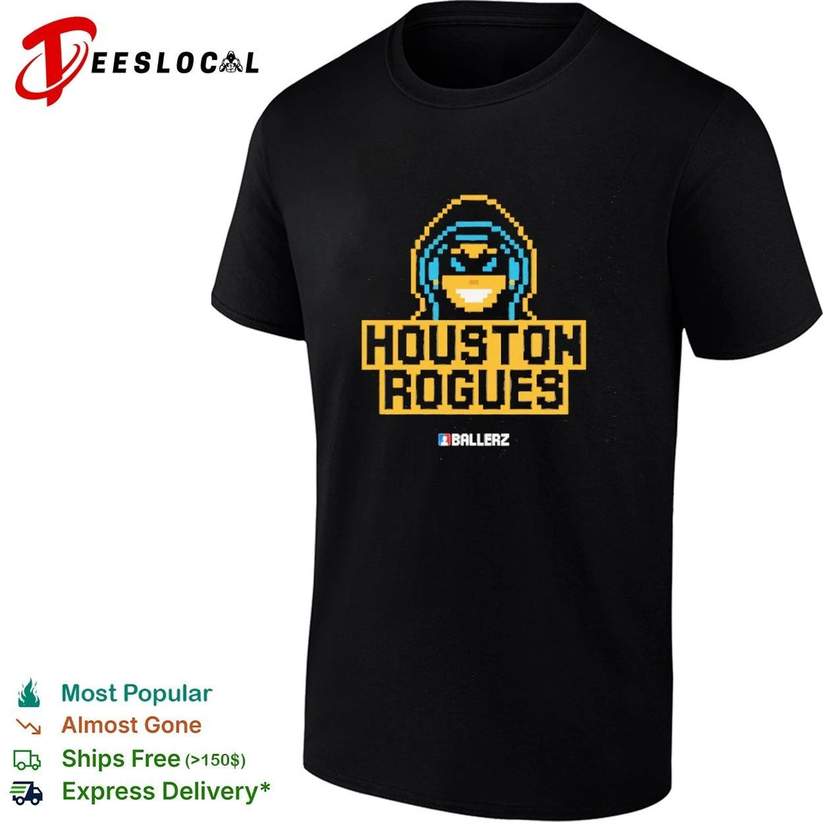 Houston Rogues Ballerz Pixel Art Gaming Unisex