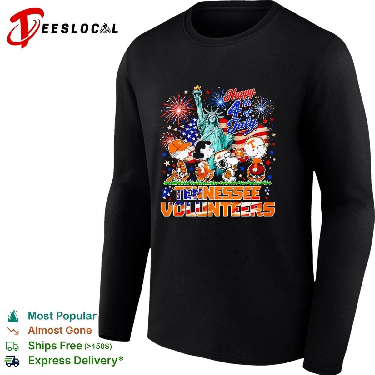 Peanuts Characters Happy 4th of July Tennessee Volunteers Unisex