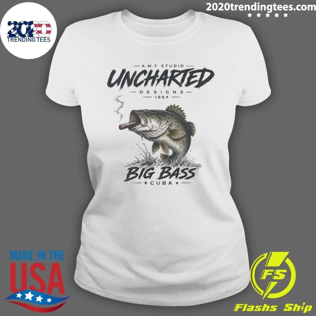 A.M.P Studio Uncharted Designs 1994 Big Bass Cuba Smoking Bass Fishing Shirt