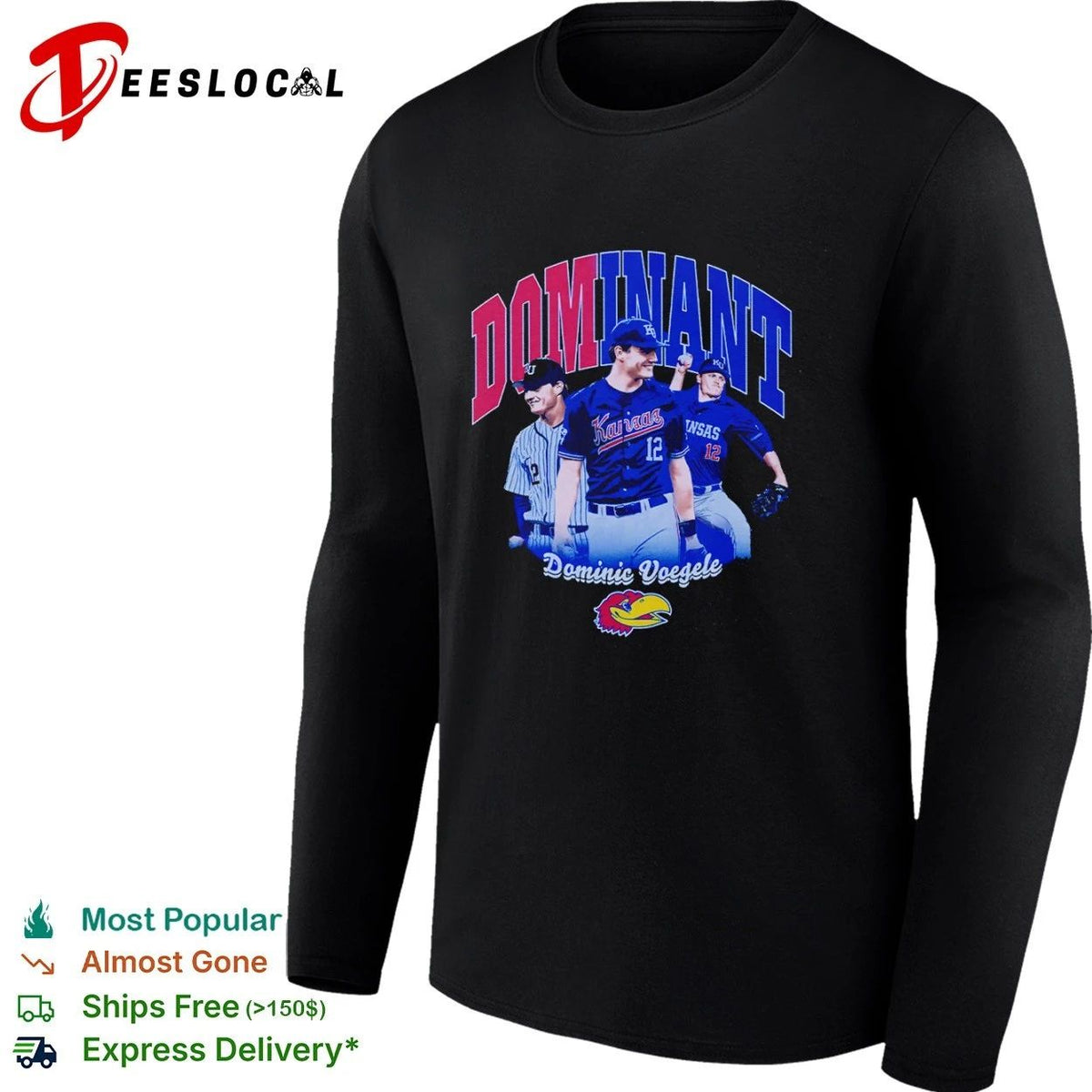 Dominant Dominic Voegele Kansas Jayhawks Baseball Unisex
