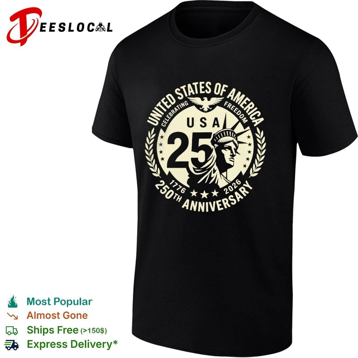 USA of America Celebrating Freedom 250th Anniversary 1776 2026 Unisex