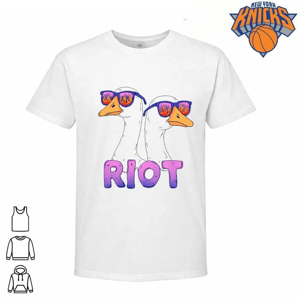 Riot Flaming Sunglasses Cool Geese Retro Cartoon Aesthetic shirt Unisex