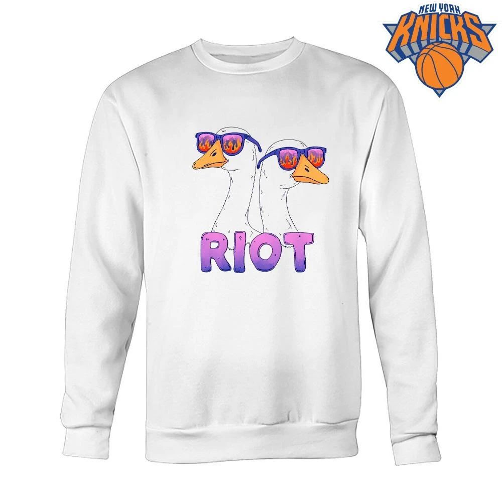 Riot Flaming Sunglasses Cool Geese Retro Cartoon Aesthetic shirt Unisex