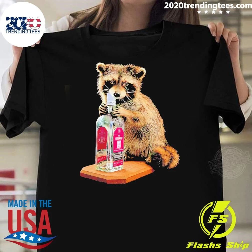 Haaland Raccoon Holding A Bottle Of Greenall’s Original London Dry Gin Shirt