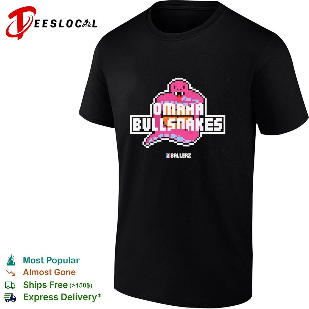 Omaha Bullsnakes Ballerz Pixel Art Snake Unisex