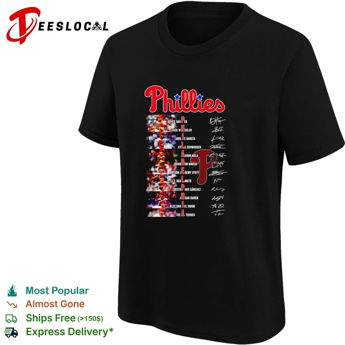 Philadelphia Phillies Roster Players Names and Signatures Unisex