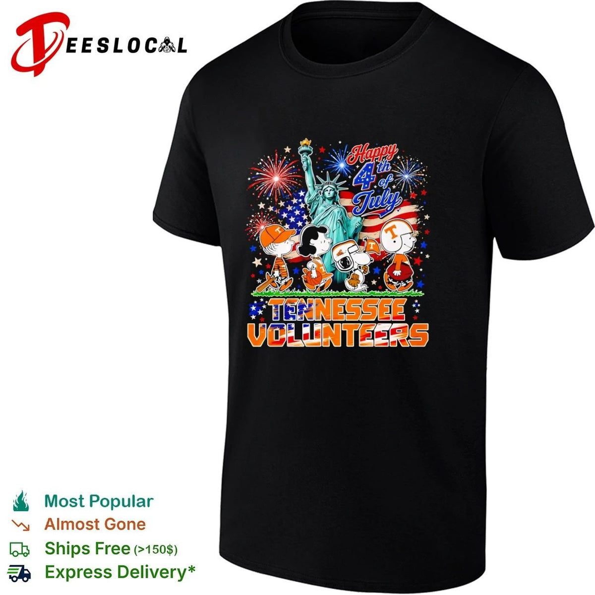 Peanuts Characters Happy 4th of July Tennessee Volunteers Unisex