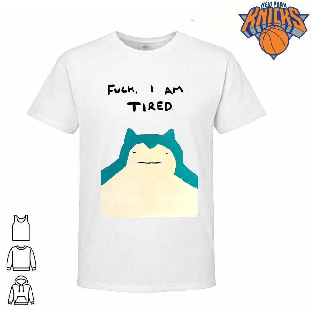 Fuck I Am Tired Snorlax Bootleg Painting Funny Meme Relatable Quirky Shirt Unisex
