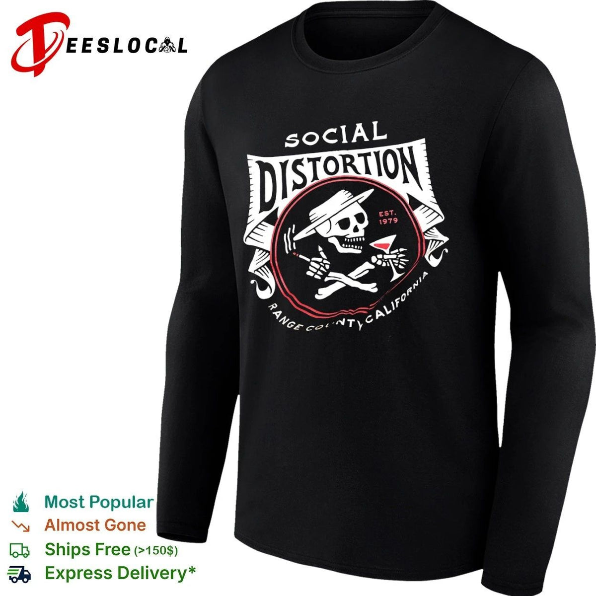Social Distortion Est 1979 Range County California Skull Martini Unisex