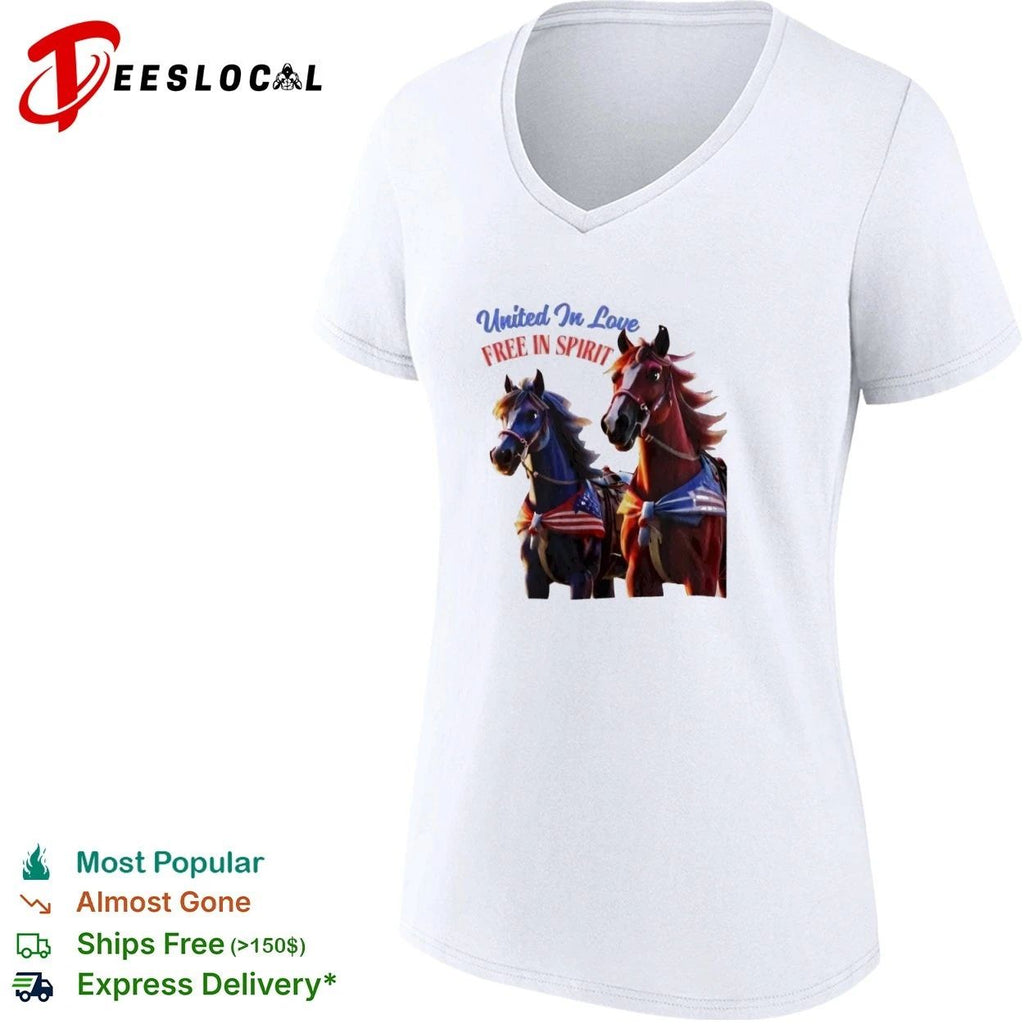 United in Love Free in Spirit Horses patriotic Unisex
