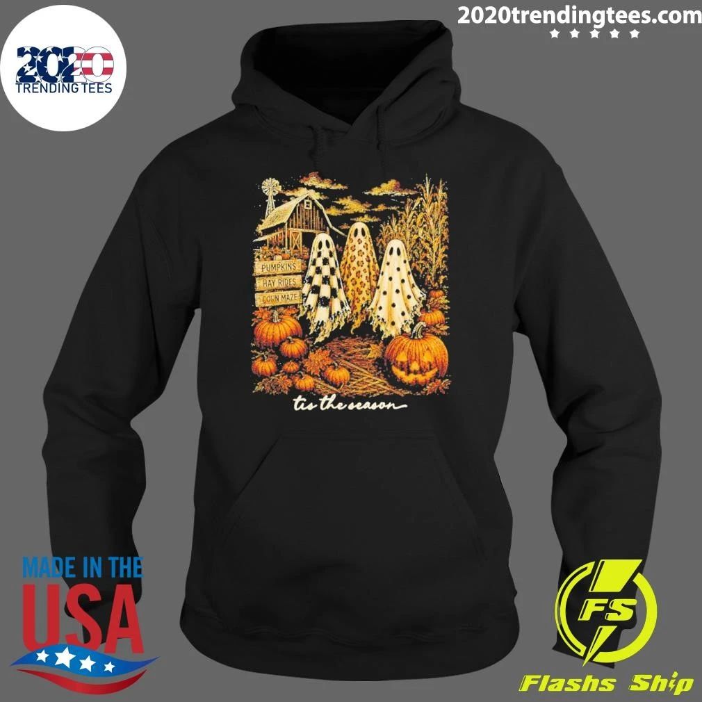 Ghosts Trio Tis The Season Pumpkin Spooky Autumn Halloween Shirt