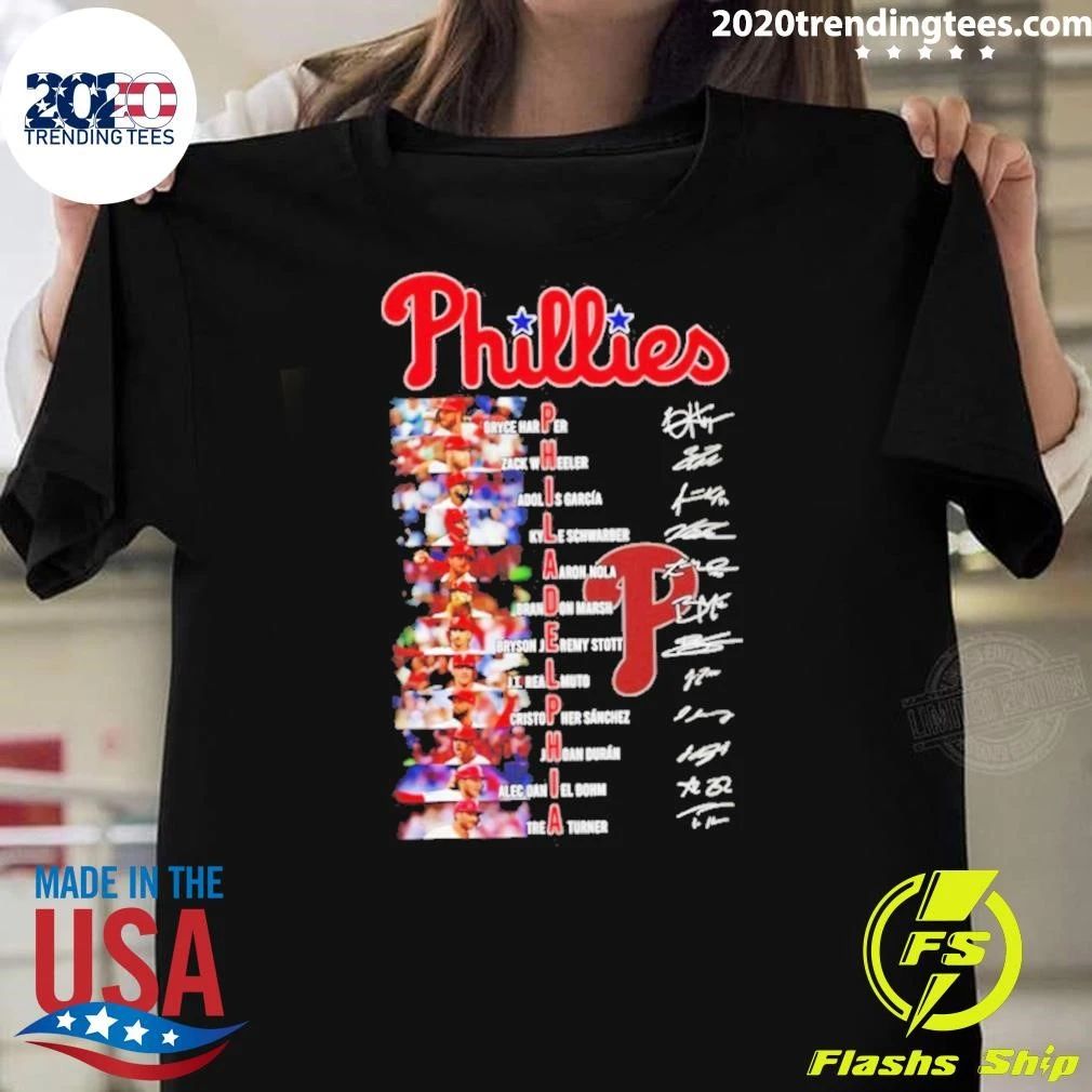 Philadelphia Phillies Baseball Player Names And Signatures Word Game Shirt