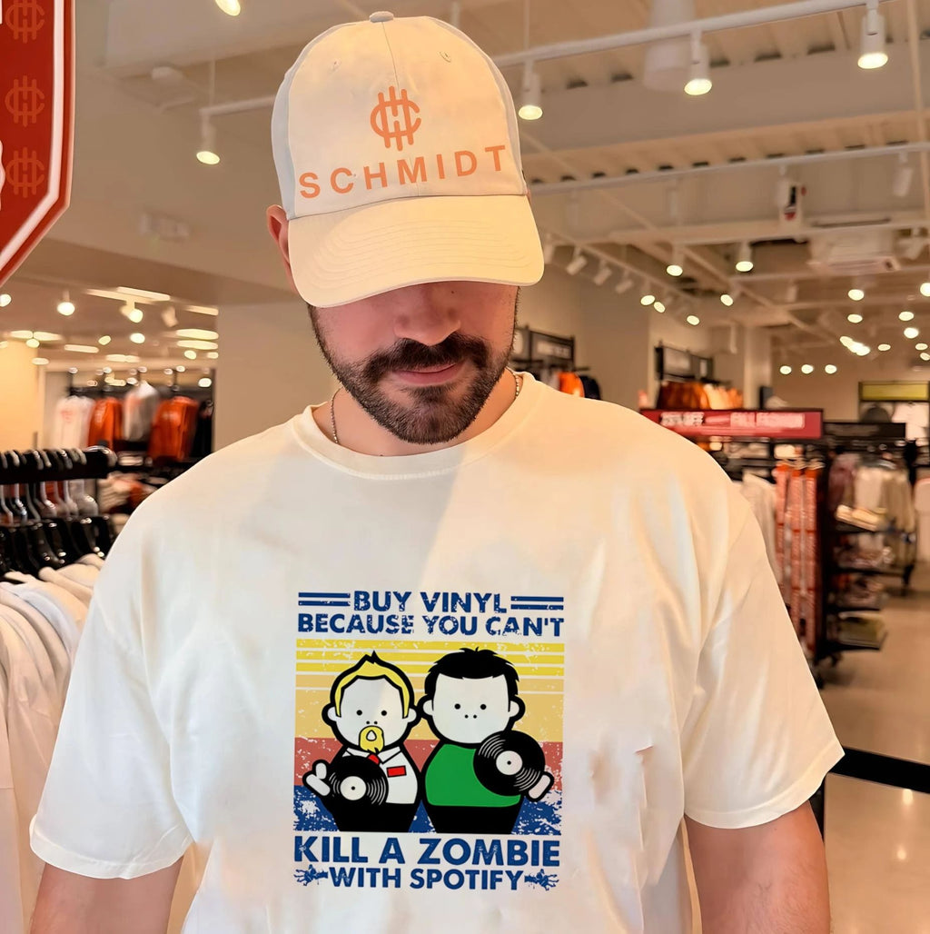 Buy Vinyl Because You Can’t Kill A Zombie With Spotify shirt Unisex