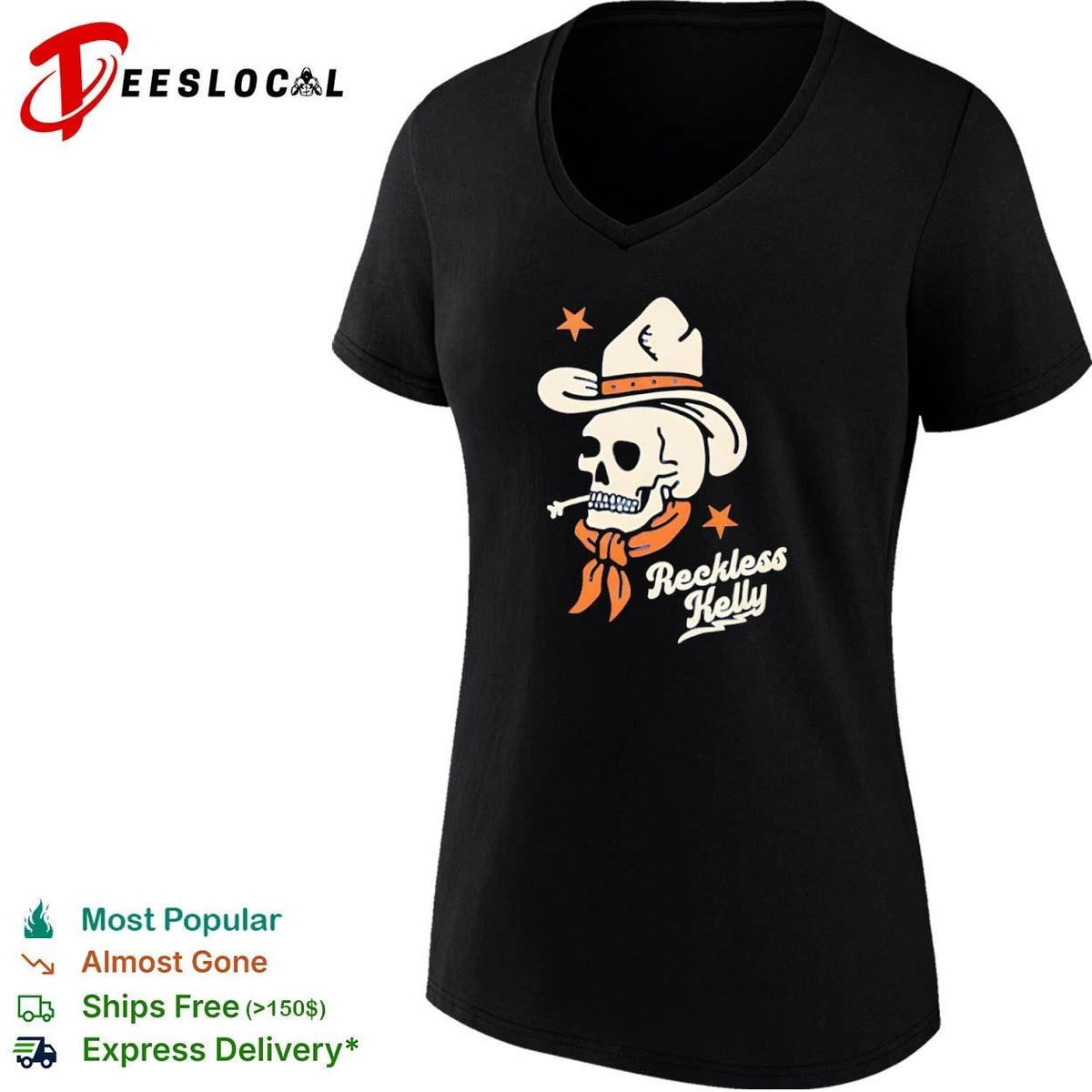 Reckless Kelly Skull Cowboy country music Unisex