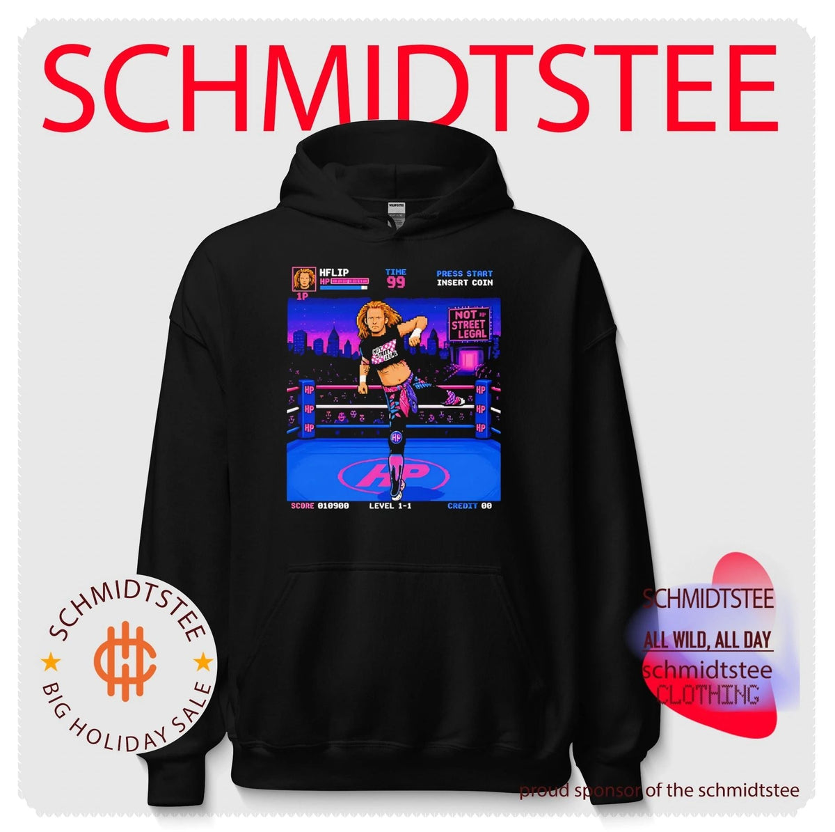 Bret Hart RetroMania Wrestling 16-bit style shirt Unisex
