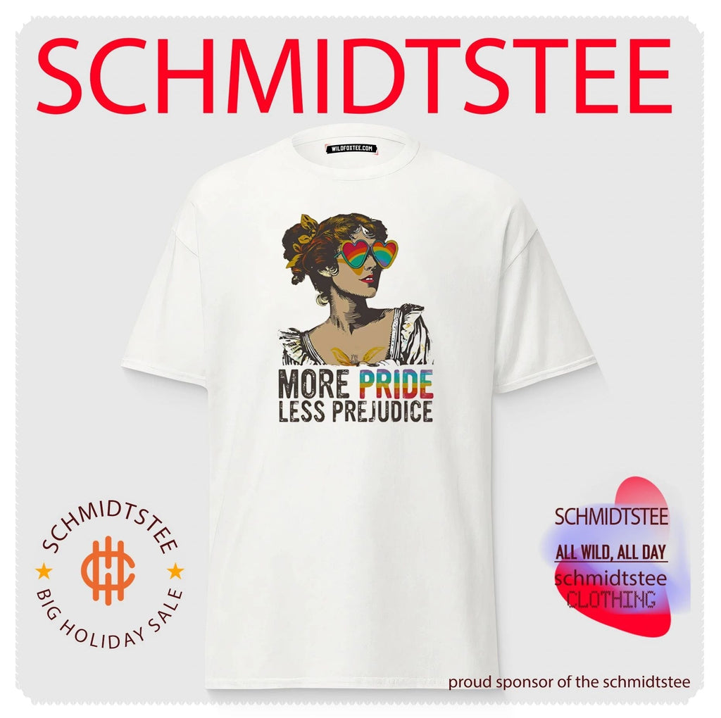 More Pride Less Prejudice LGBTQ Rainbow Heart Sunglasses shirt Unisex