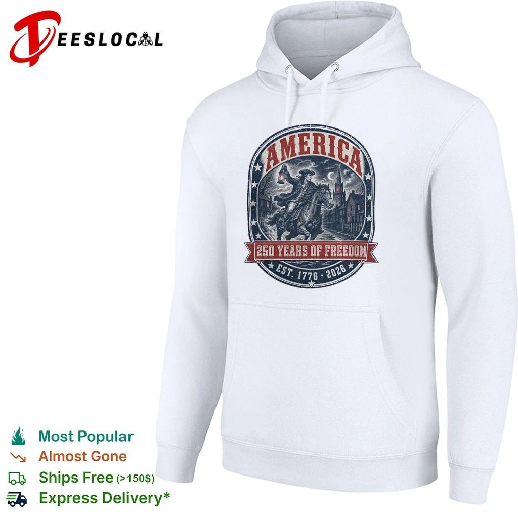 America Paul Revere Midnight Ride 250 Years of Freedom Est 1776 2026 Unisex