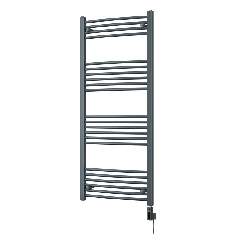 Zennor – Anthracite Electric Towel Rail H1400mm x W600mm Curved 700w Thermostatic WIFI