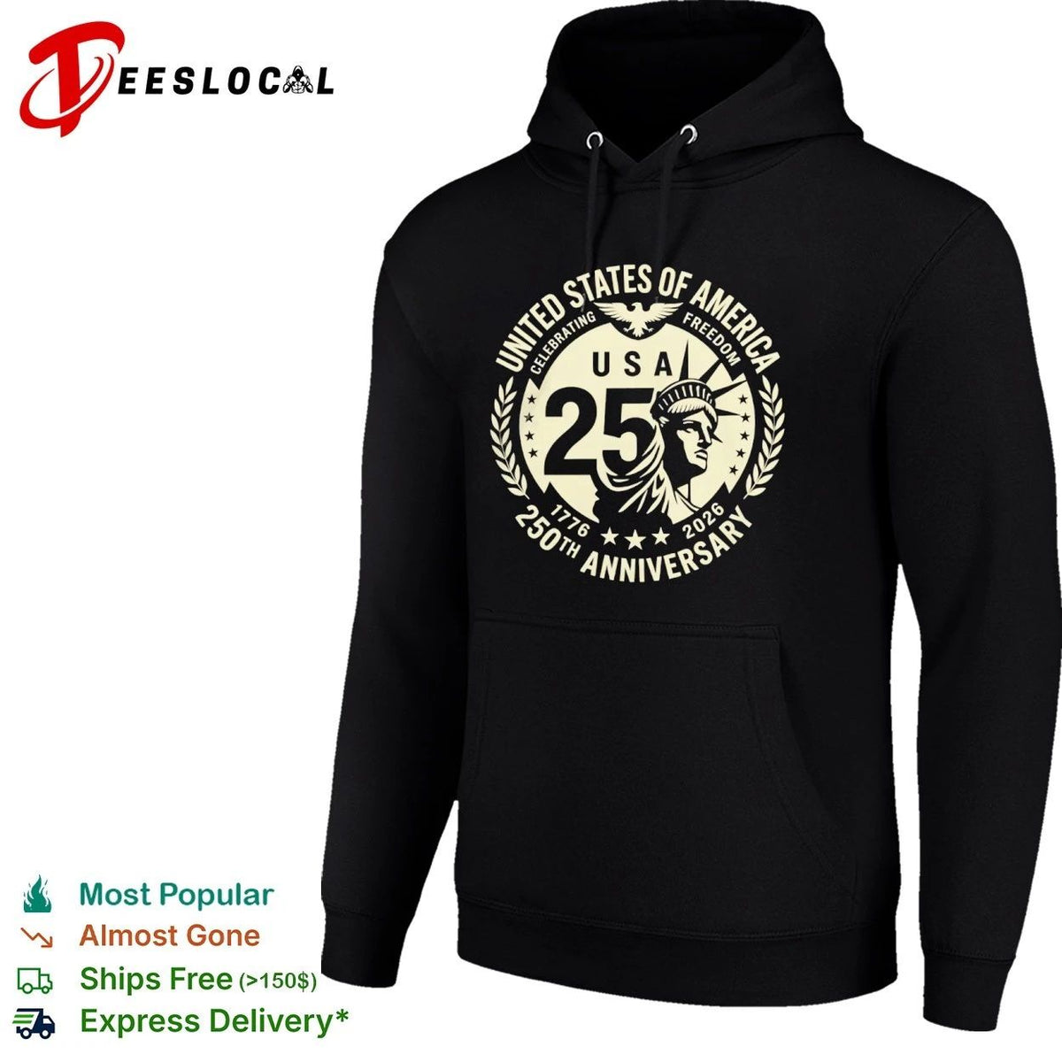 USA of America Celebrating Freedom 250th Anniversary 1776 2026 Unisex