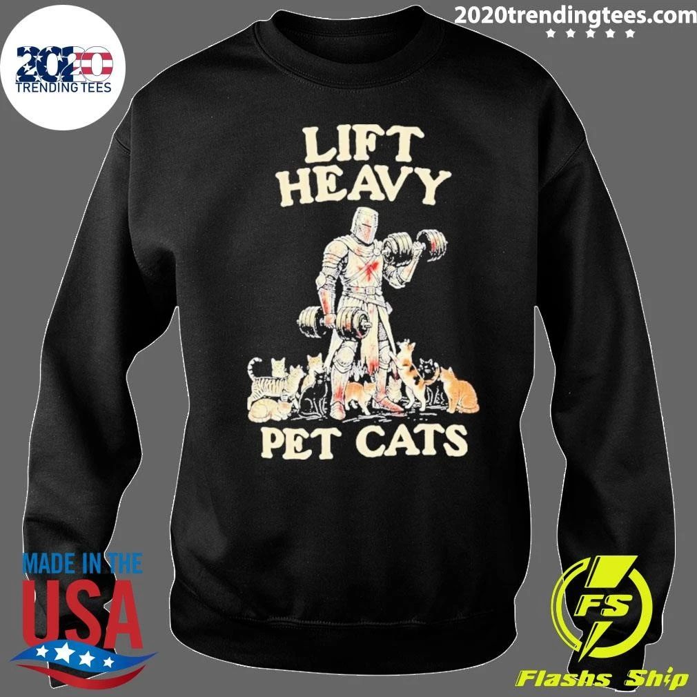 Lift Heavy Pet Cats Crusader Knight Gym Lifting Workout Cat Lover Shirt
