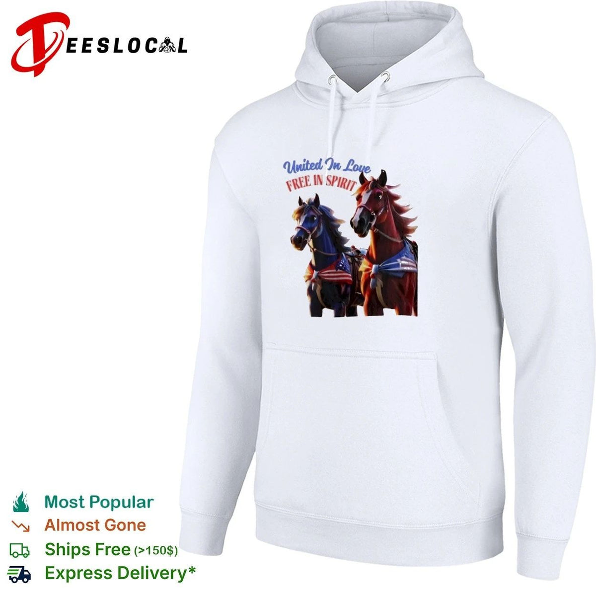 United in Love Free in Spirit Horses patriotic Unisex