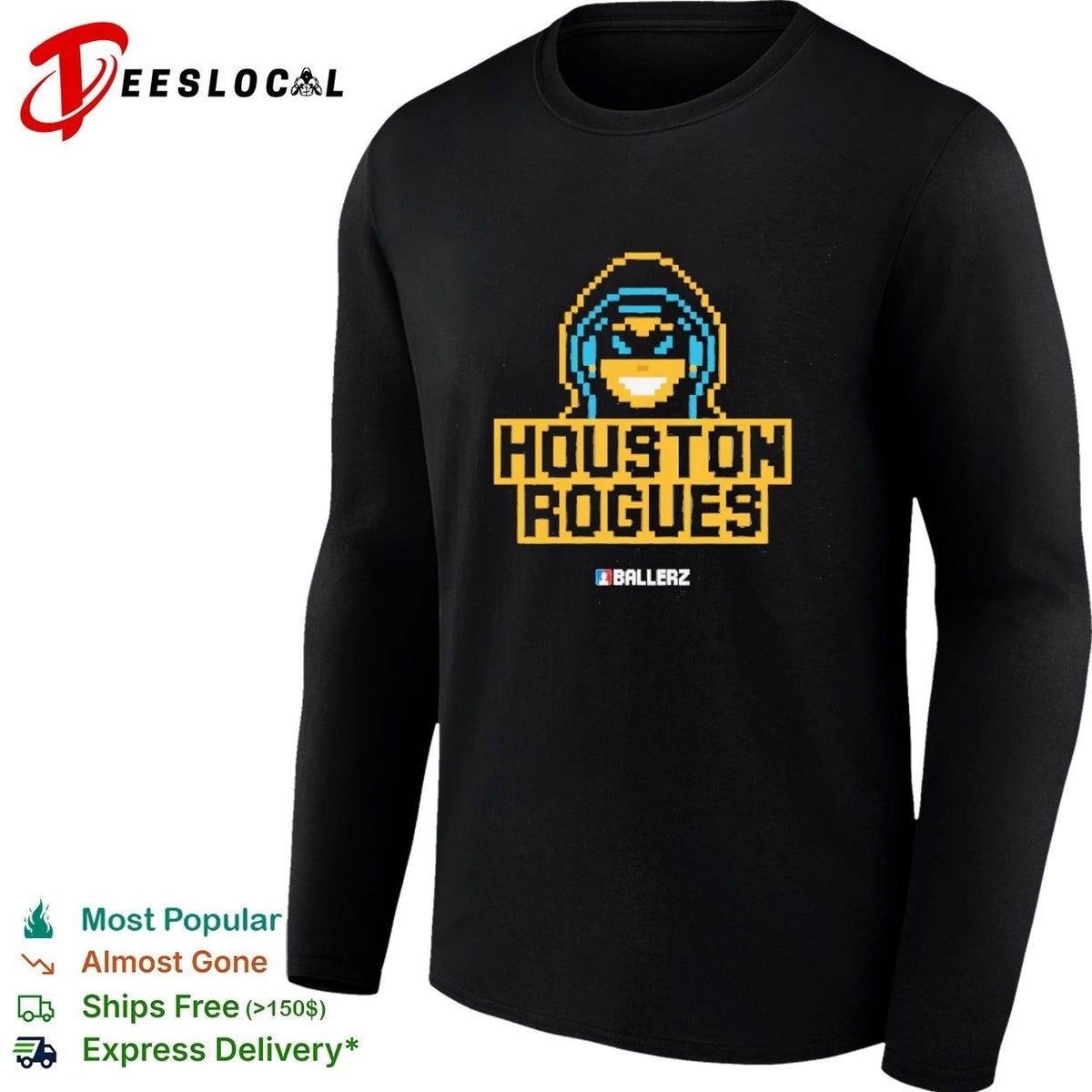 Houston Rogues Ballerz Pixel Art Gaming Unisex