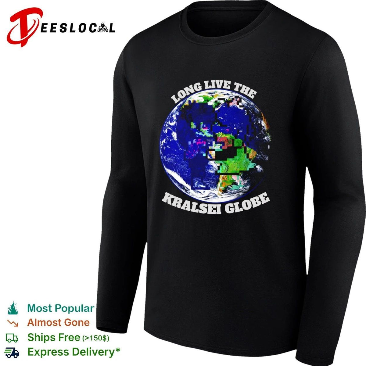 Long Live the Kralsei Globe Earth Pixel Art Unisex