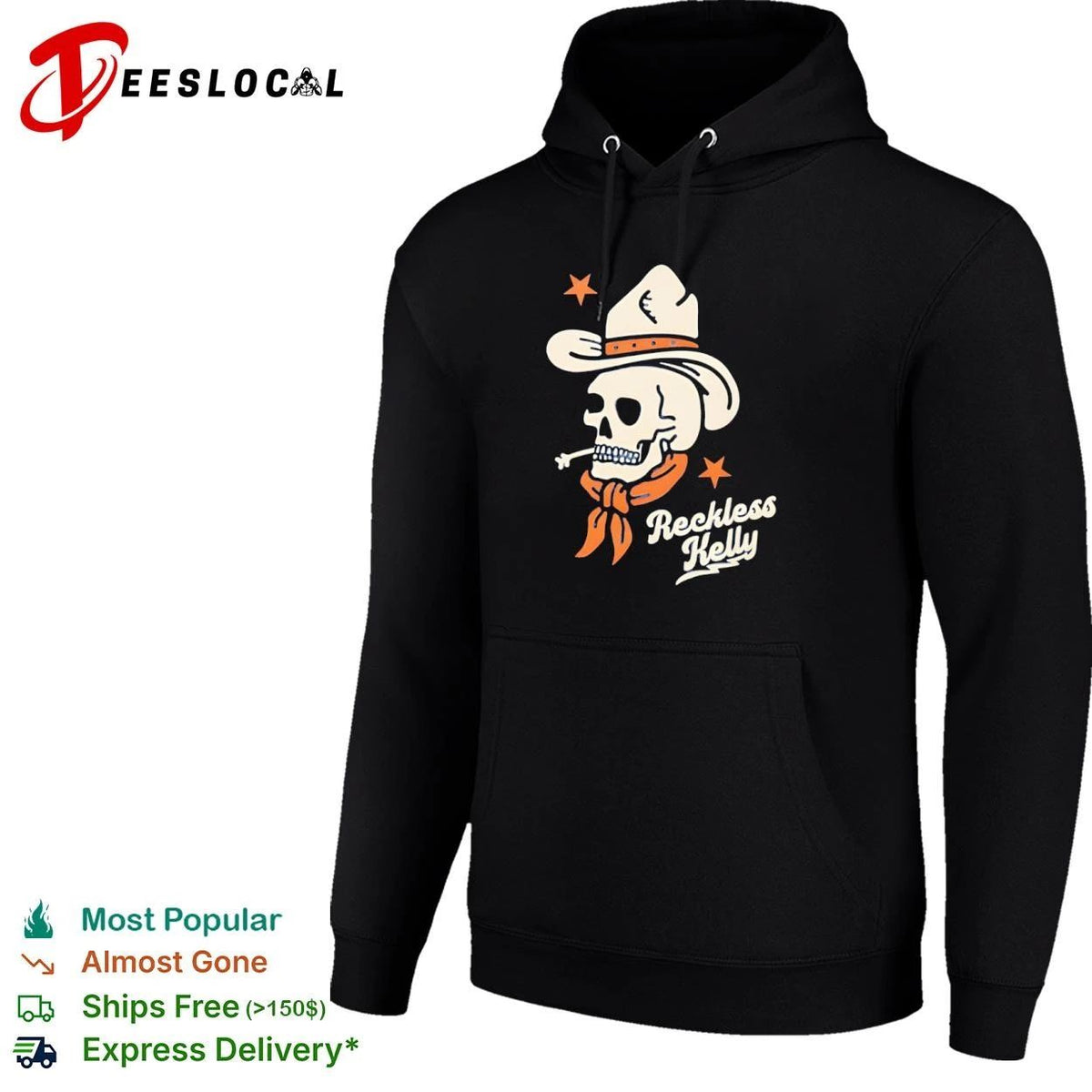Reckless Kelly Skull Cowboy country music Unisex