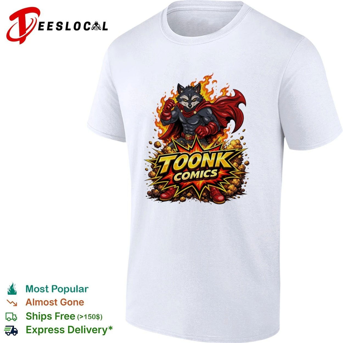 Toonk Comics Superhero Raccoon cartoon Unisex