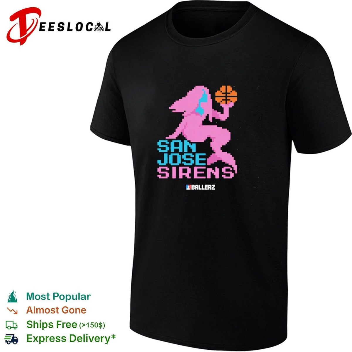 San Jose Sirens Ballerz basketball pixel art Unisex
