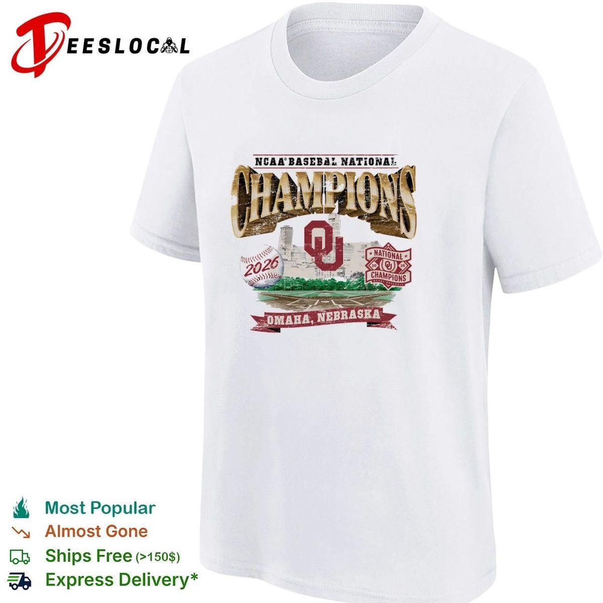 Oklahoma Sooners NCAA Baseball National Champions 2026 Omaha Nebraska Unisex