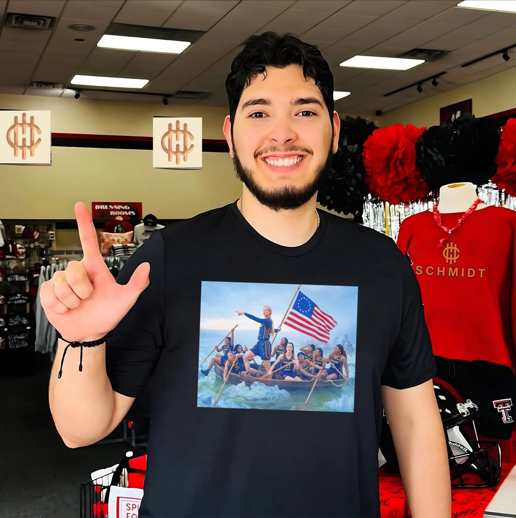 Indiana Fever Sophie Cunningham pointing meme Washington Crossing the Delaware parody shirt