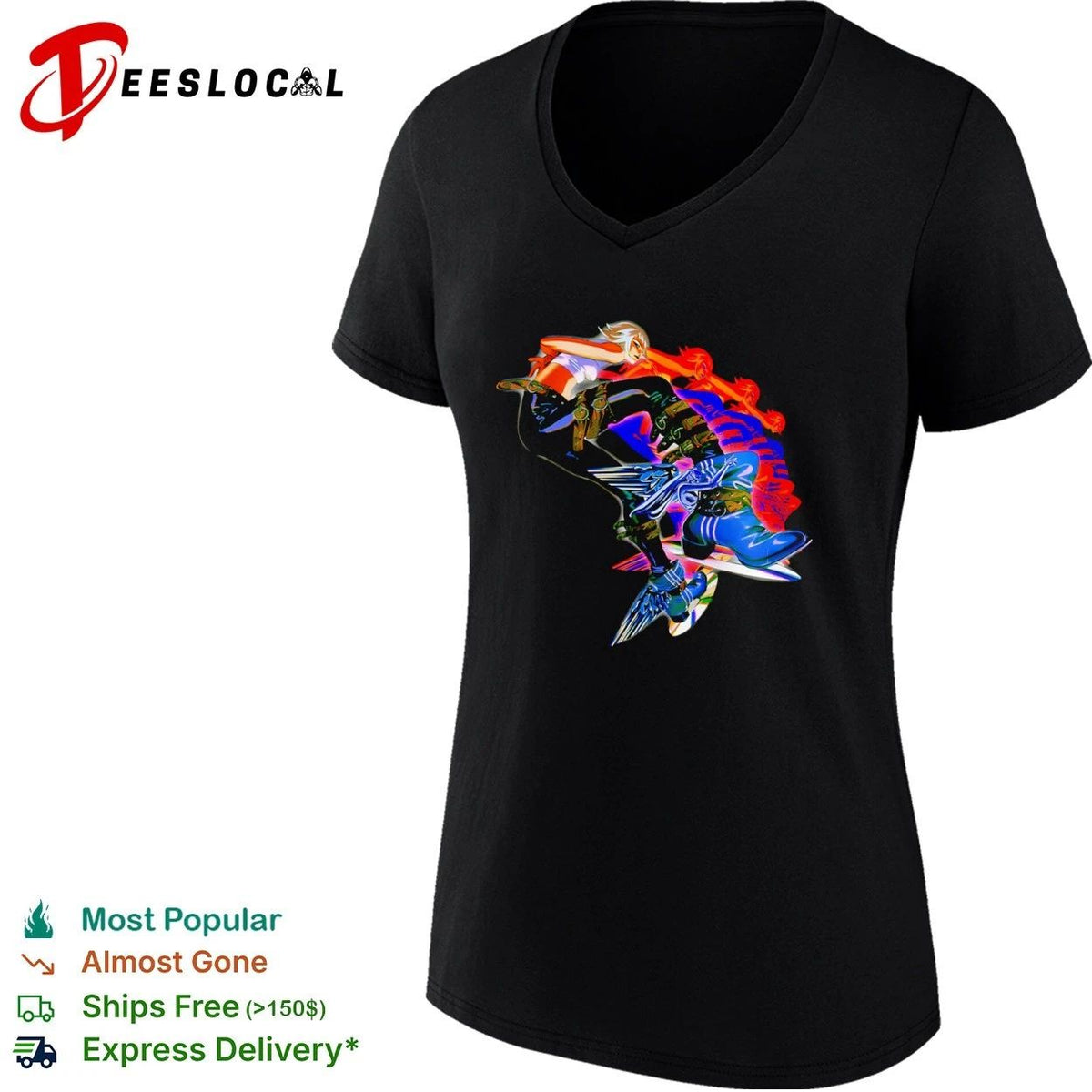 Anime Girl with Winged Boots and Belted Pants Unisex