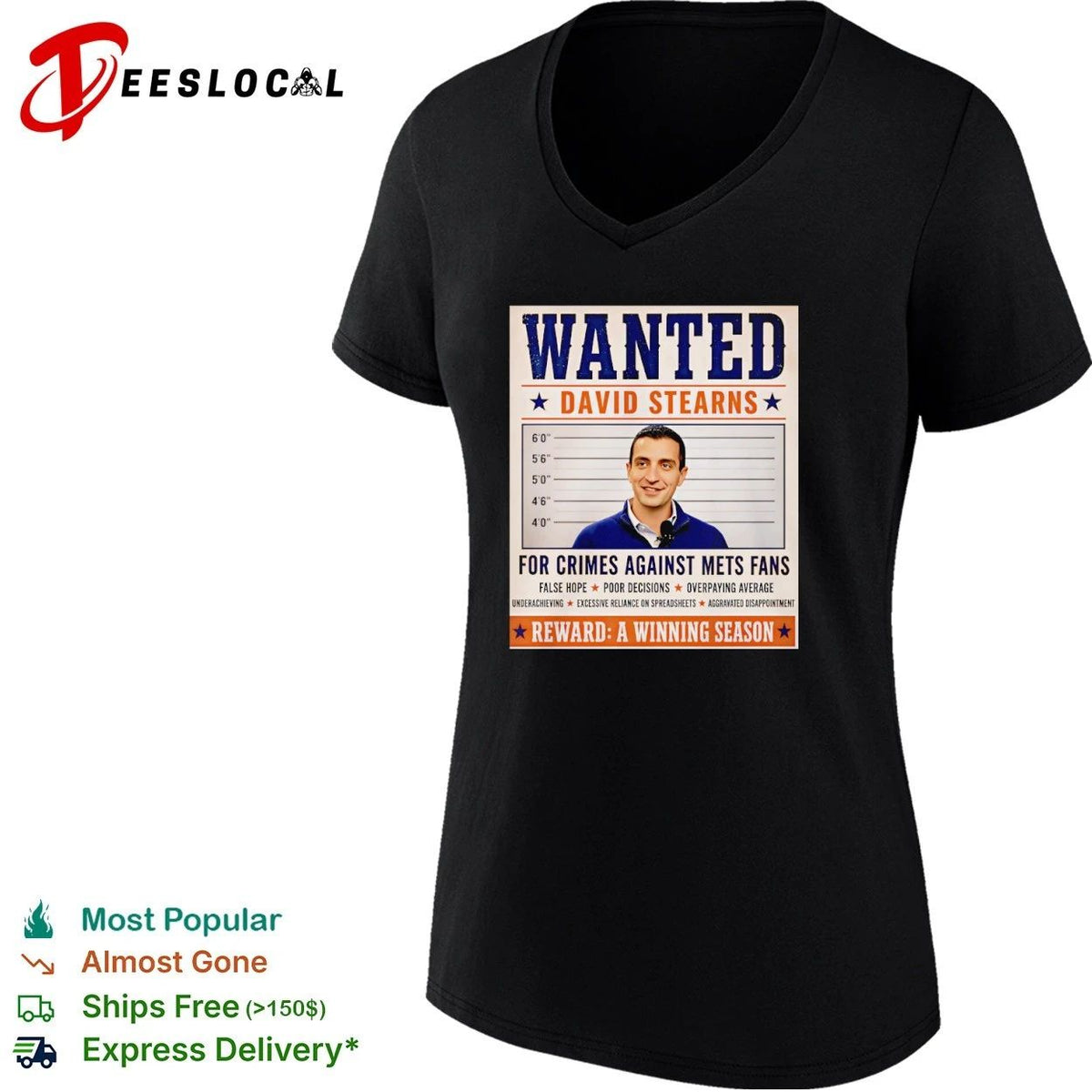 Wanted David Stearns for Crimes Against New York Mets Fans Unisex