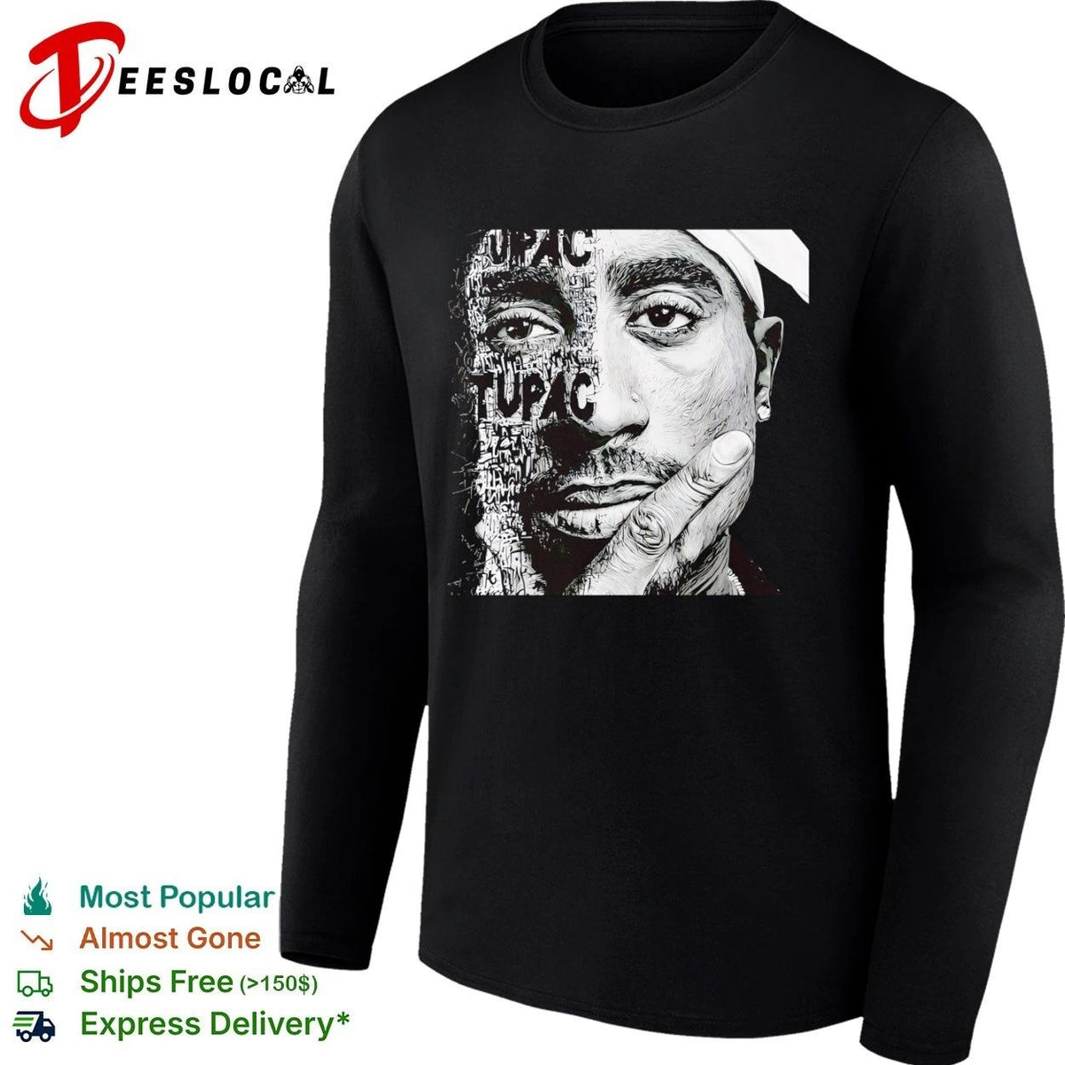Tupac Shakur Portrait 2Pac Hip Hop Rap Legend Unisex