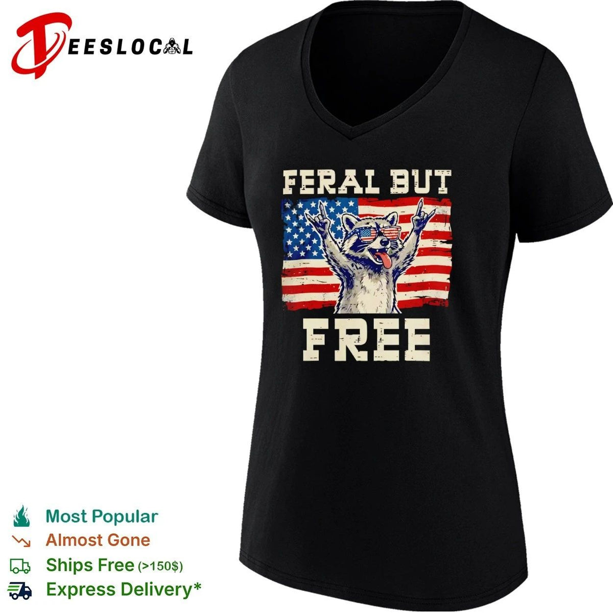 Feral but Free Raccoon 4th of July Patriotic Unisex