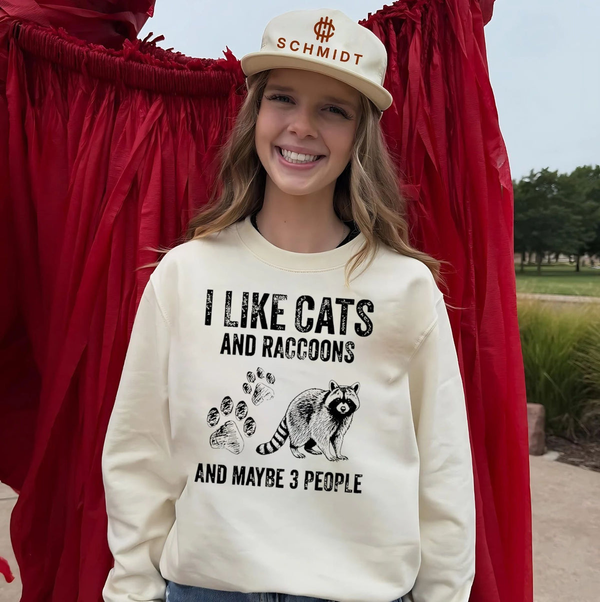 I like cats and raccoons and maybe 3 people vintage shirt Unisex