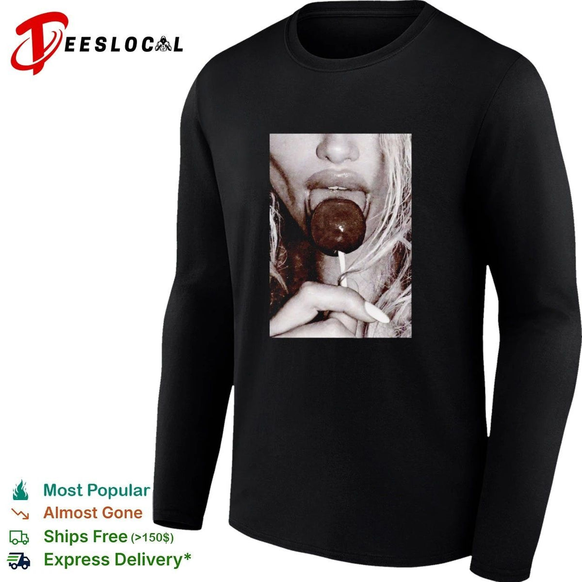 Woman Licking Lollipop black and white Unisex