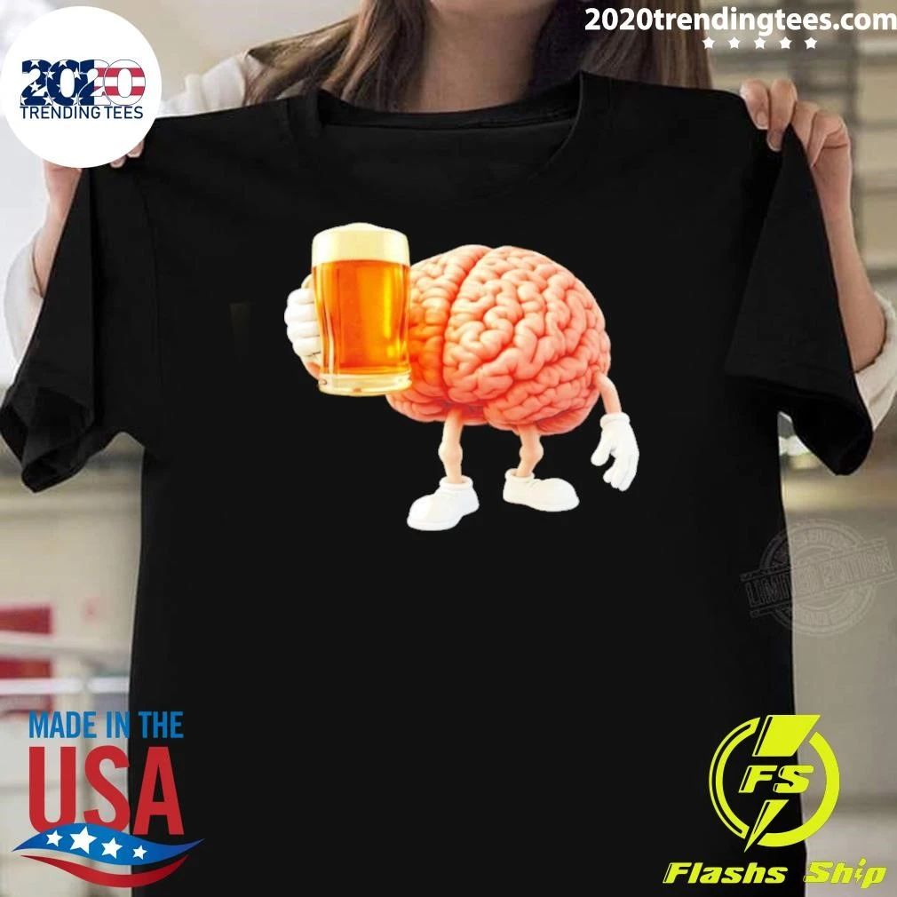 Brain Holding A Beer Drinking Anatomy Shirt