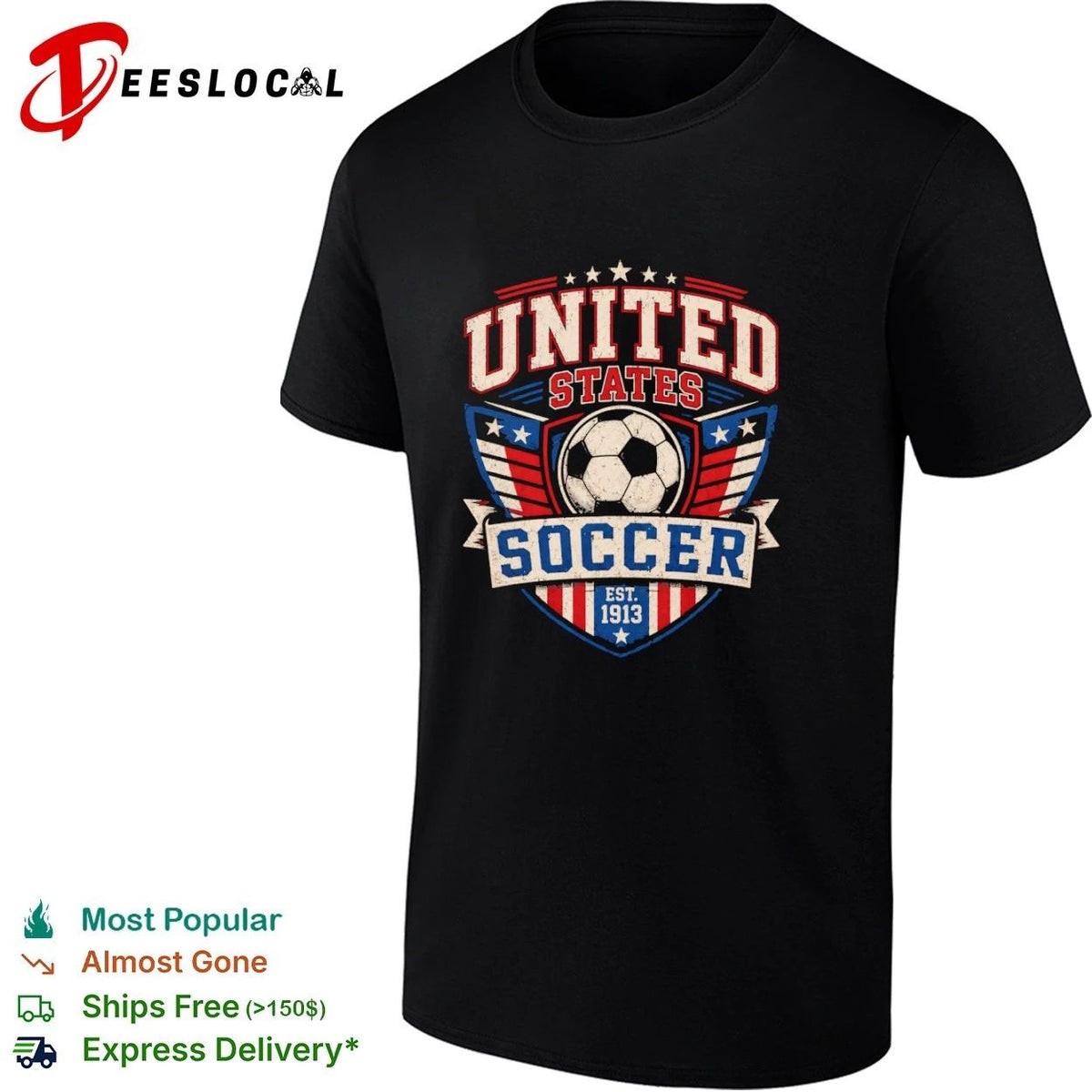 United States Soccer Est 1913 Patriotic Shield Unisex